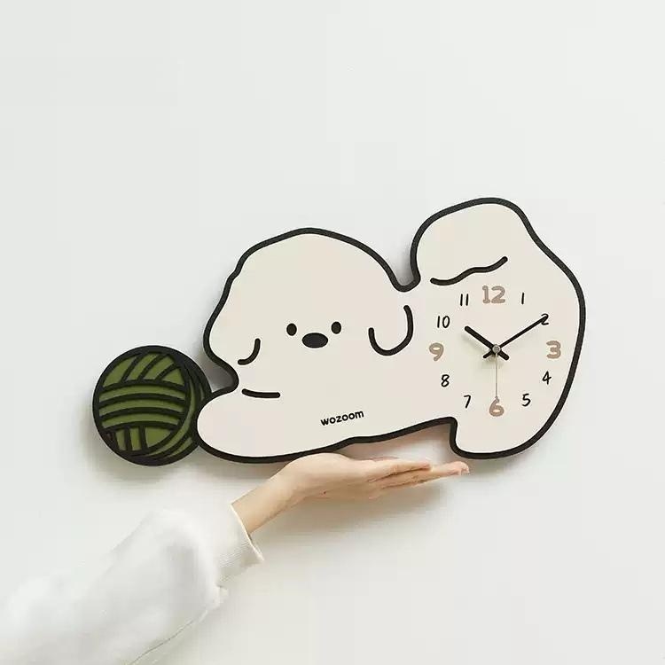 강아지시계 귀여운 집들이 선물 벽시계 무소음 벽걸이 인테리어 거실 아이방 - 상품 이미지