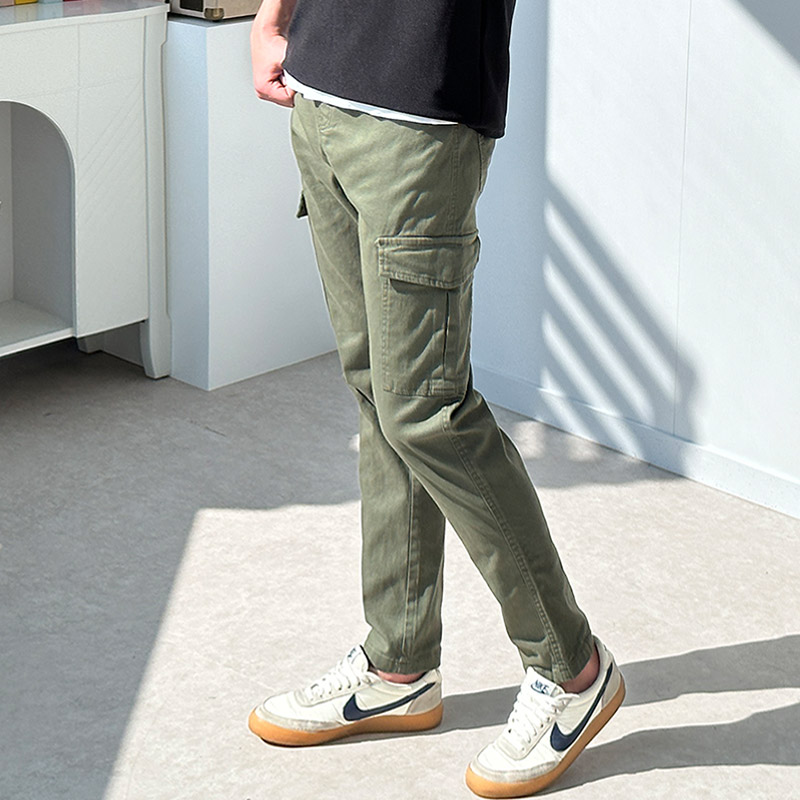 남자 카고바지 면스판 일자 포켓 스판 팬츠 - 상세 이미지 5