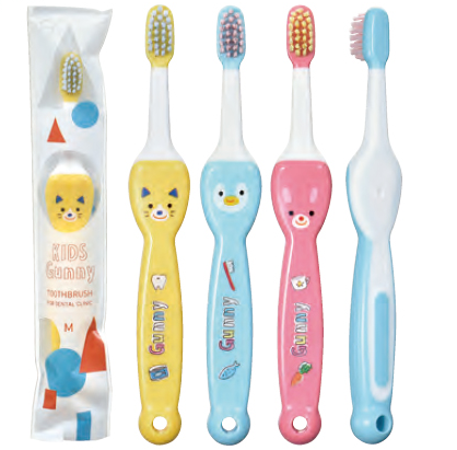 구니 키즈칫솔 1개 3캐릭터 목이 휘어짐 CI KIDS GUNNY 2세-5세 STEP1