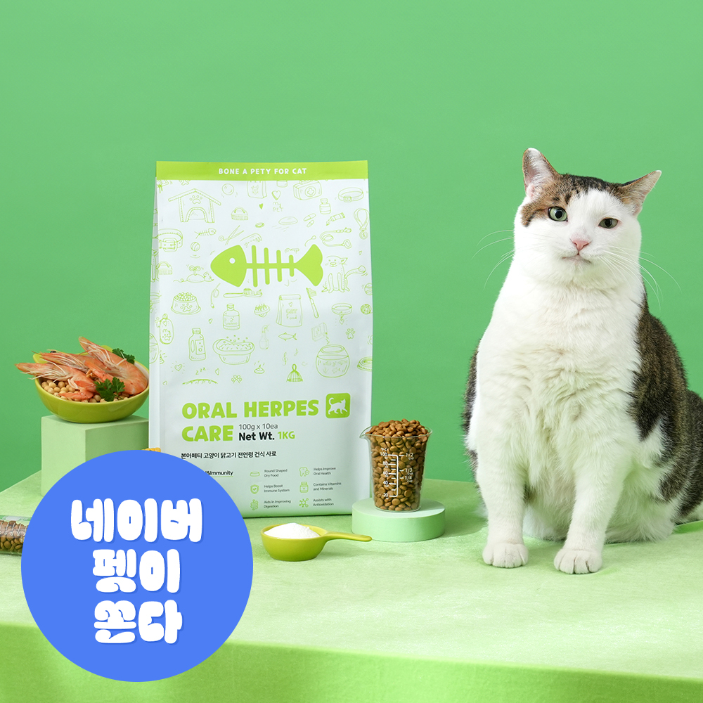 본아페티 구내염 허피스 고양이 사료 구강 면역력 기능성 오랄앤허피스케어 닭고기, 1kg, 1개