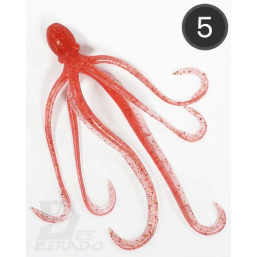 바다루어 데스페라도 캡틴 옥토퍼스 대구라바 참돔타이라바 꼴뚜기 타코 웜 5 클리어 레드, 12cm - 상품 이미지