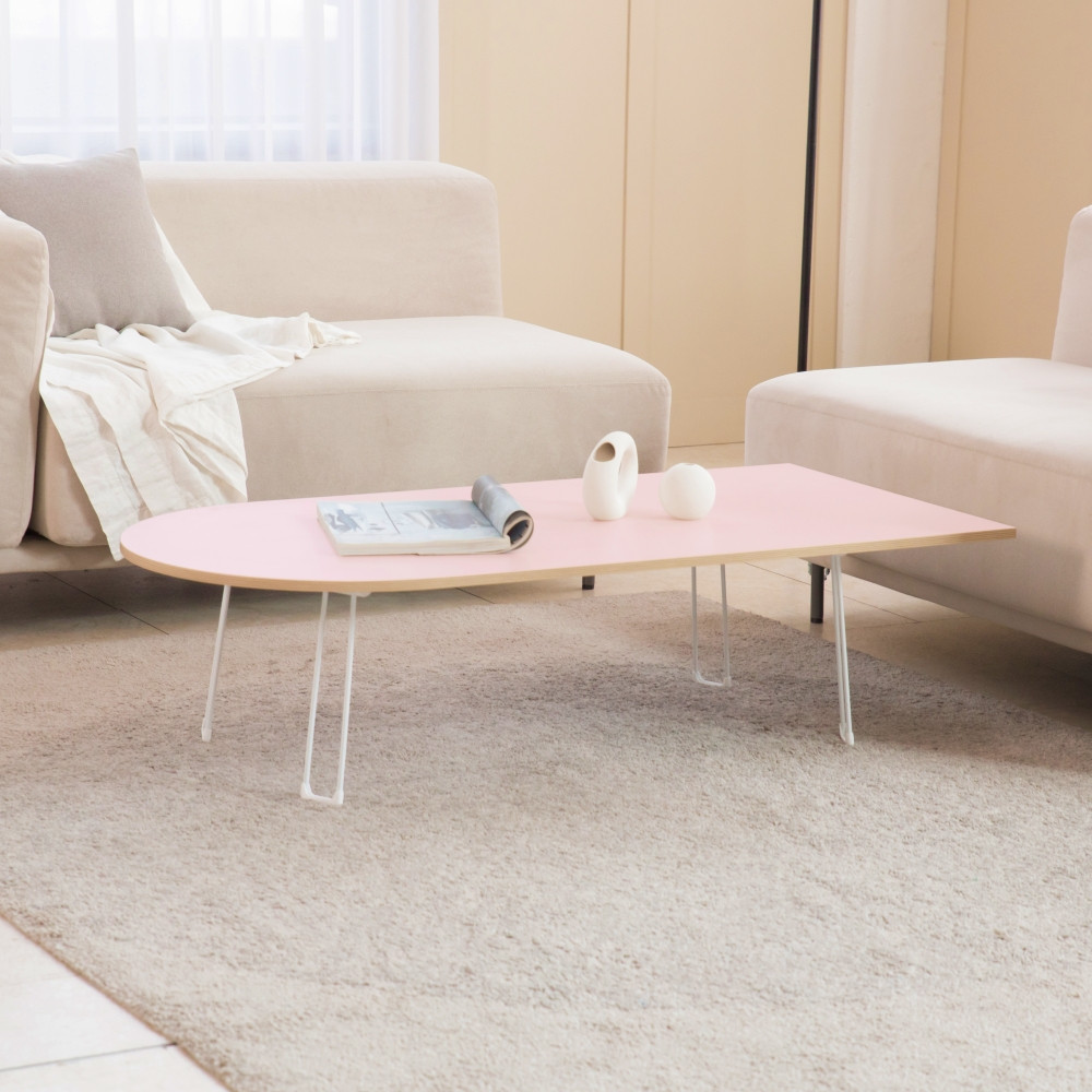 루벨 접이식 좌식테이블 1200 낮은테이블 좌식식탁 반타원형 화이트