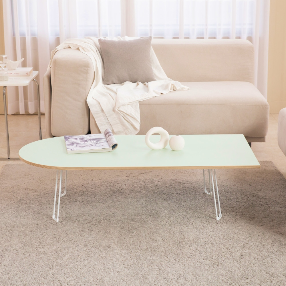 루벨 접이식 좌식테이블 1200 낮은테이블 좌식식탁 반타원형 화이트