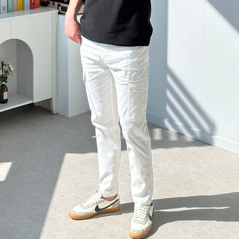 남자 카고바지 면스판 일자 포켓 스판 팬츠 - 상세 이미지 4