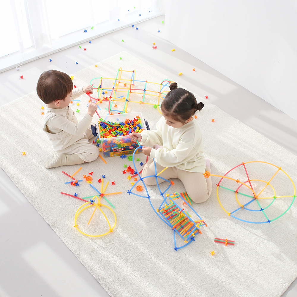 키다리 빨대 블럭 1000pcs 유아 아기 소프트 만들기 장난감 - 상세 이미지 2