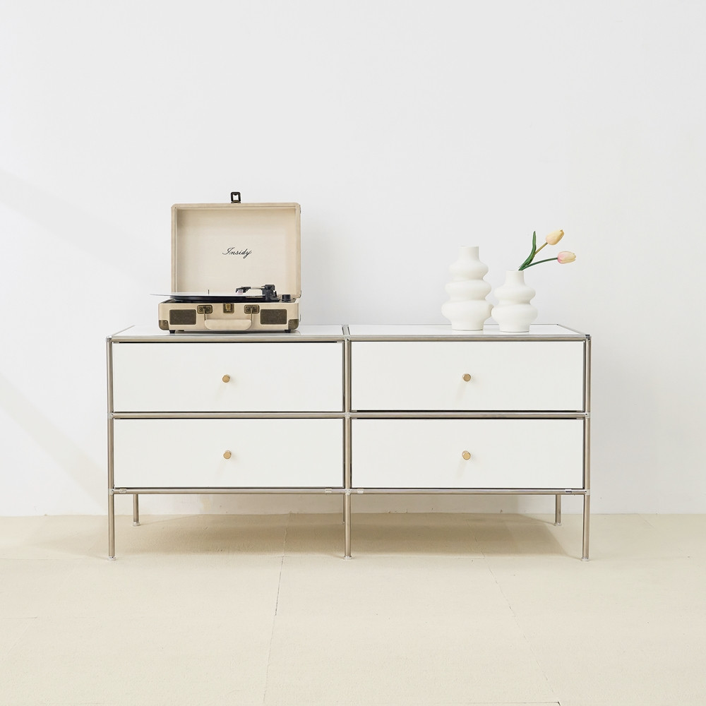 홈그니처 모듈 가구 거실장 tv다이서랍장 안방 낮은 미니 티비장 1200x400x545mm, 화이트