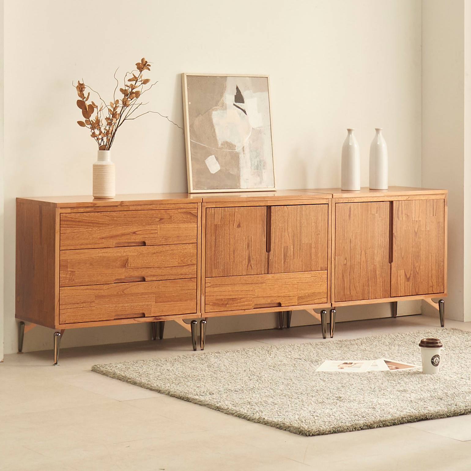 도무스 참죽 고무나무 원목 침대 옆 협탁서랍장 침대 원목협탁 700