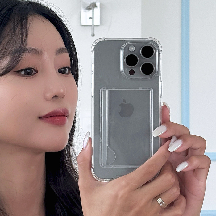 168cm 아이폰 카드수납 케이스 범퍼 클리어 투명, 아이폰16 프로 맥스 - 상세 이미지 4