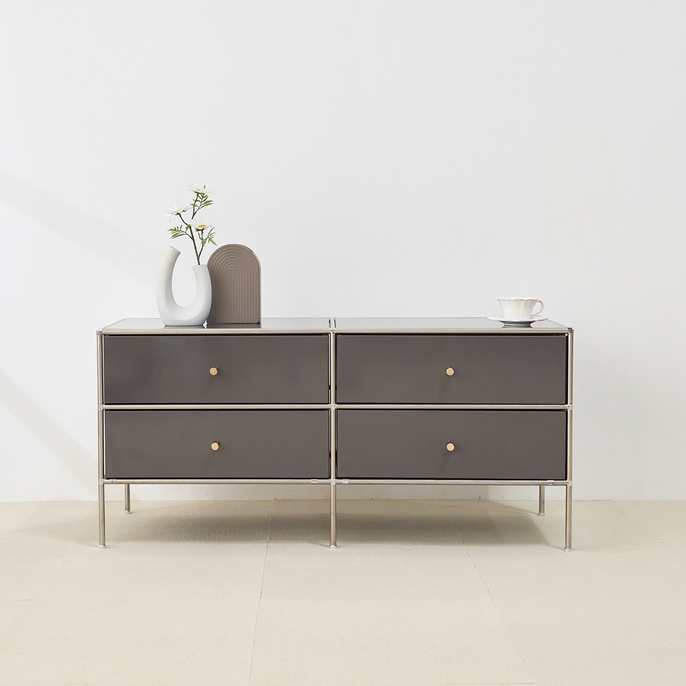 홈그니처 모듈 가구 거실장 tv다이서랍장 안방 낮은 미니 티비장 1200x400x545mm, 그레이