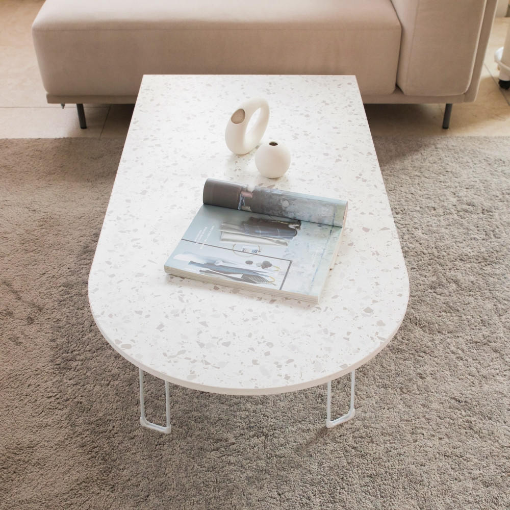 루벨 접이식 좌식테이블 1200 낮은테이블 좌식식탁 반타원형 화이트