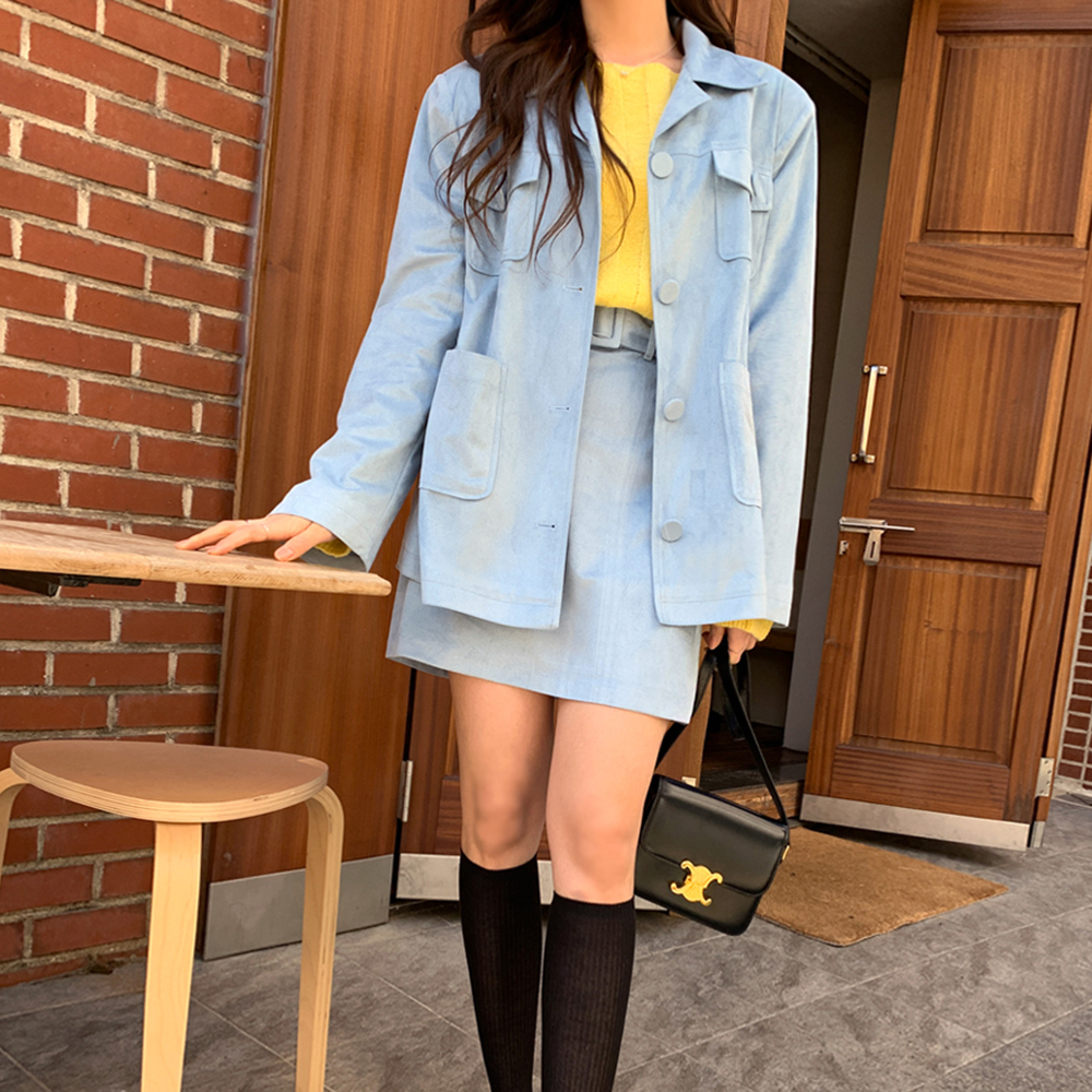 티젠느 스웨이드 포켓 박시핏 자켓 - 상품 이미지
