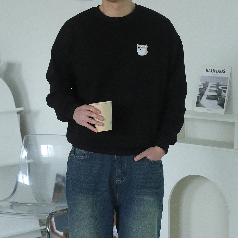 시바견 강아지 커플 맨투맨 오버핏 남자 맨투맨 - 상세 이미지 5