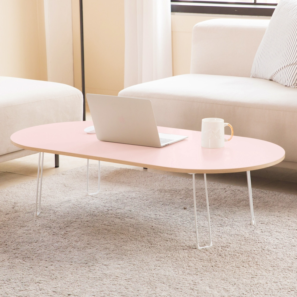 루벨 타원형 티테이블 접이식 좌식테이블 1200 낮은 좌식식탁 핑크