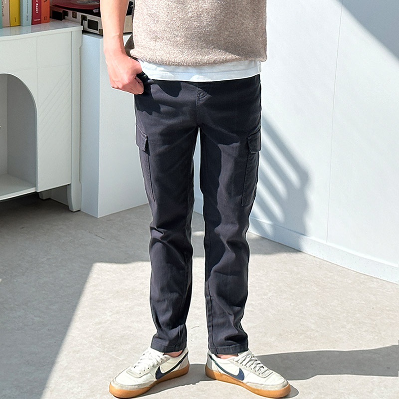 남자 카고바지 면스판 일자 포켓 스판 팬츠 - 상세 이미지 3