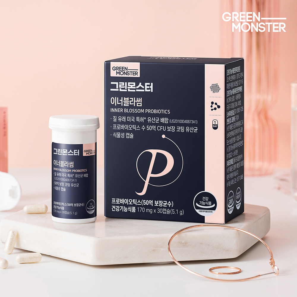 [50억 여성 질 유래 유산균] 그린몬스터 이너블라썸 (프로바이오틱스) 30캡슐, 3개 - 상세 이미지 3