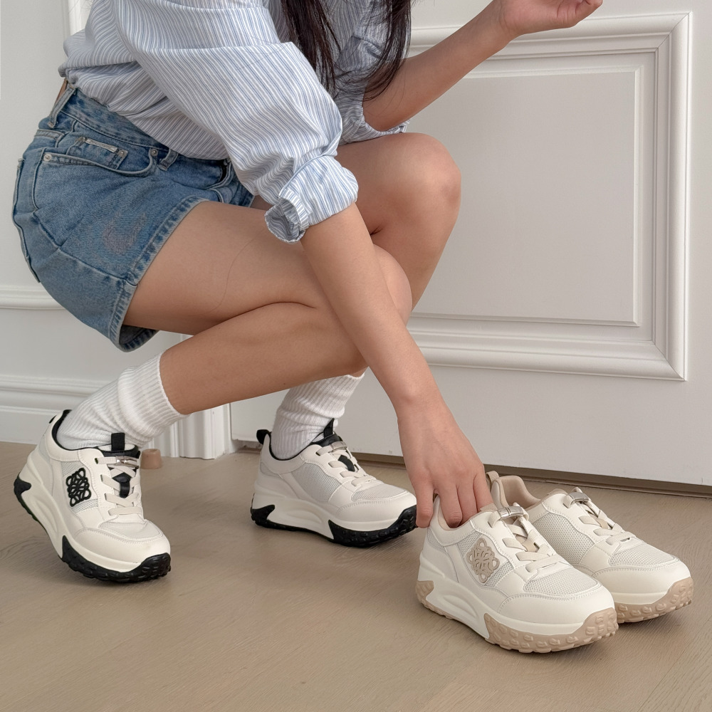 소울리 5cm 통굽 키높이 스니커즈 푹신한 소가죽 여성 운동화 논슬립 미끄럼방지 신발 - 상세 이미지 2