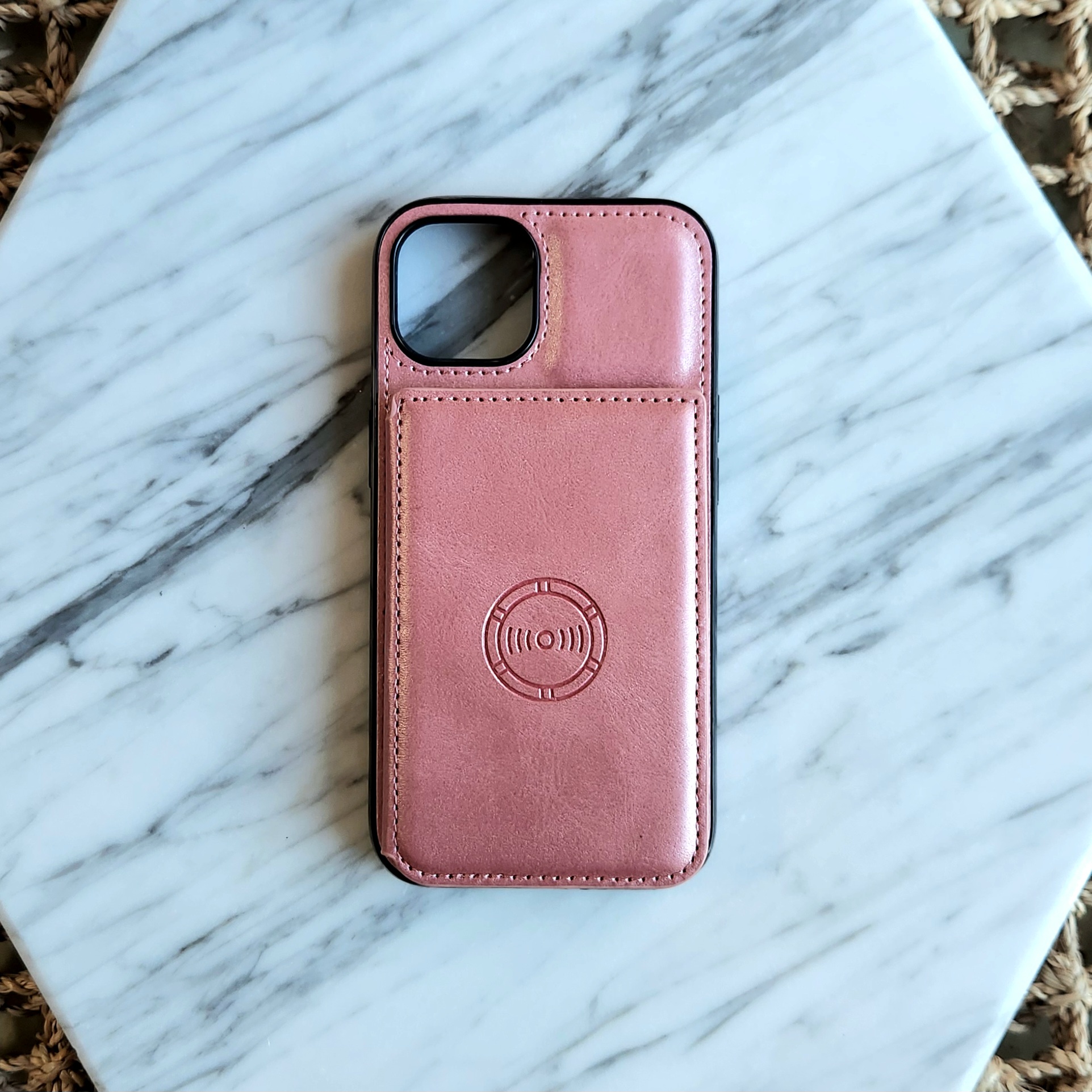 카드 케이스 가죽 지갑 범퍼 카메라보호 핑크, 아이폰13 미니 - 상품 이미지