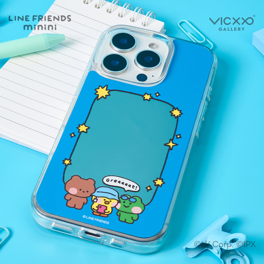 미니니 일상의미니니셀피타임 띠부띠부미러스킨 갤럭시/아이폰 케이스 부착용스킨 VC318