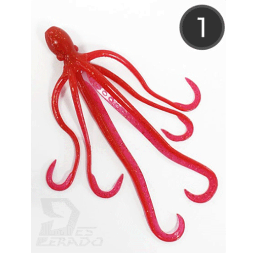 바다루어 데스페라도 캡틴 옥토퍼스 대구라바 참돔타이라바 꼴뚜기 타코 웜 1 레드, 12cm - 상품 이미지