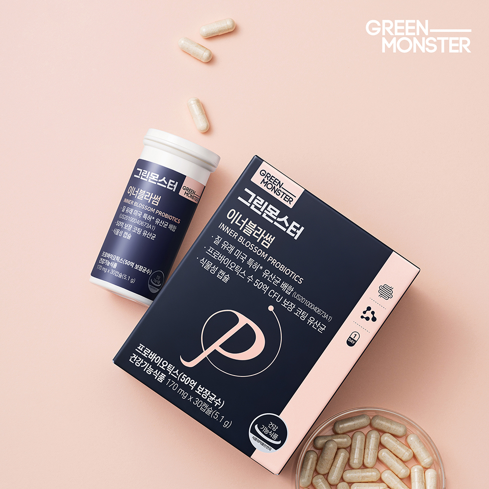 [50억 여성 질 유래 유산균] 그린몬스터 이너블라썸 (프로바이오틱스) 30캡슐, 3개 - 상세 이미지 4