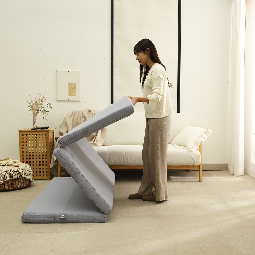 허리에 좋은 단단한 접이식 매트리스 에어코일+메모리폼 딥슬립토퍼 매트 순면100커버