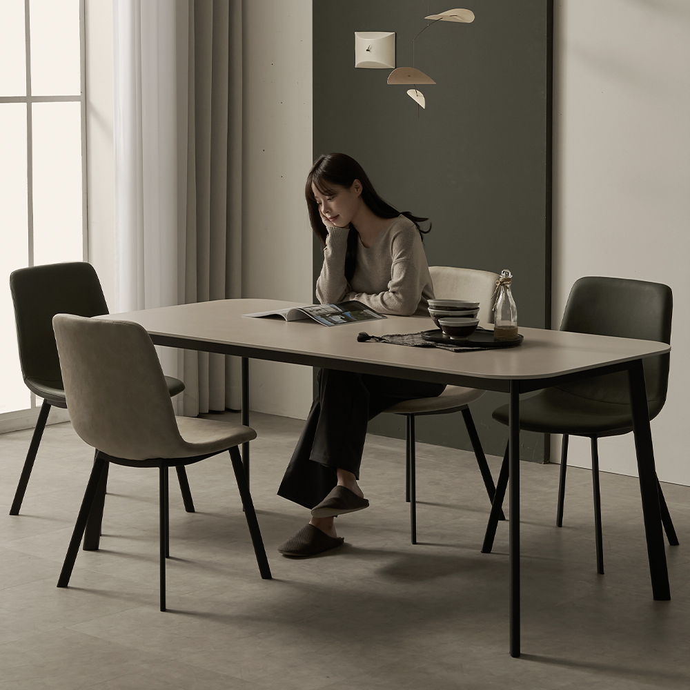 (N희망일&내림서비스) 럼블 12T 포세린 세라믹 6인용 식탁 의자 세트 1800 (의자4)