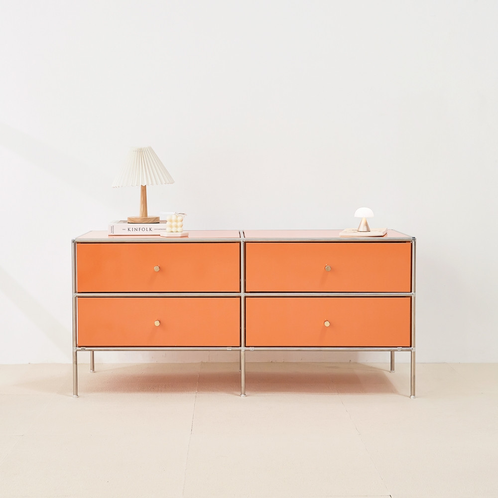 홈그니처 모듈 가구 거실장 tv다이서랍장 안방 낮은 미니 티비장 1200x400x545mm, 오렌지