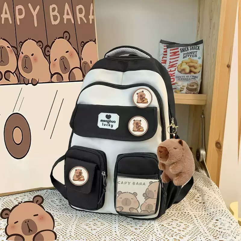 카피바라 가방 대용량 책가방 백팩 숄더백 선물 동물 배낭 학생 귀여운 캐릭터 - 상품 이미지
