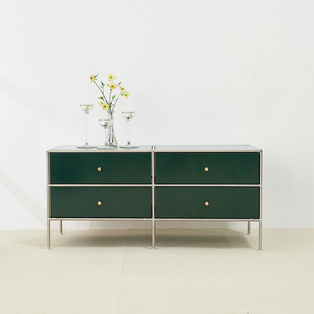 홈그니처 모듈 가구 거실장 tv다이서랍장 안방 낮은 미니 티비장 1200x400x545mm, 딥그린