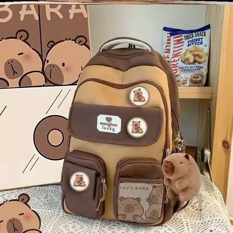카피바라 가방 학생 캐릭터 인형 귀여운 대용량 선물 백팩 배낭 숄더백 책가방 - 상품 이미지