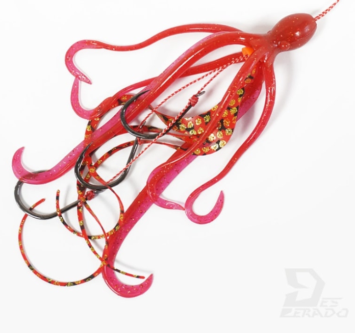 바다루어 데스페라도 캡틴 옥토퍼스 대구라바 참돔타이라바 꼴뚜기 타코 웜 5 클리어 레드, 12cm - 상세 이미지 2