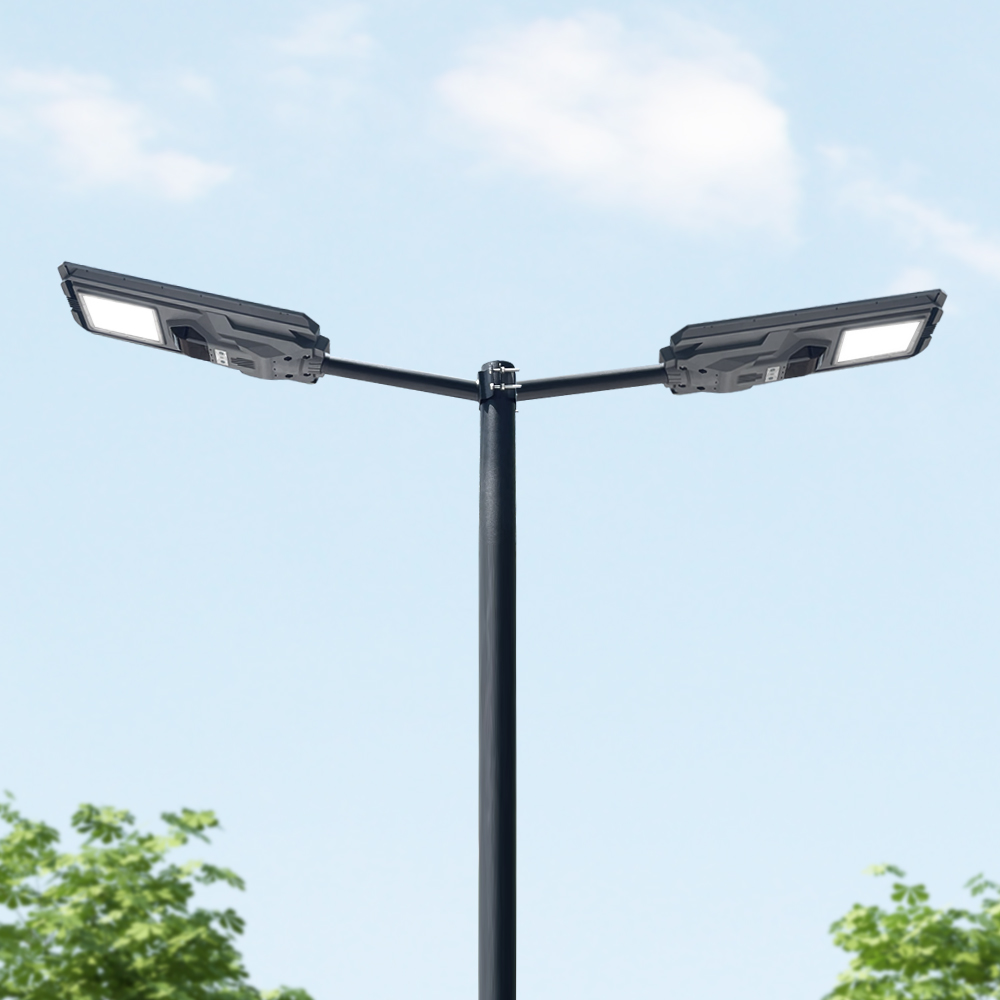 밝은 태양열 센서등 보안등 태양광 열주등 LED 공원 주차장 가로등 폴 800W 2등 3M - 상세 이미지 2