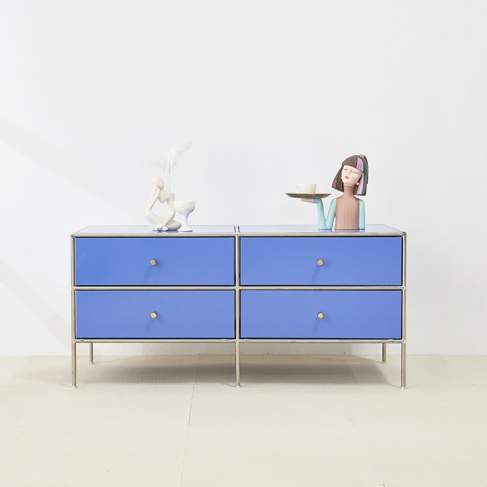 홈그니처 모듈 가구 거실장 tv다이서랍장 안방 낮은 미니 티비장 1200x400x545mm, 스카이블루