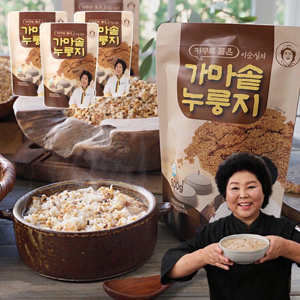 이순실 카무트 가마솥 누룽지 3봉 50회분 국내산 백미 숭늉 간식 칩 고소한 누릉지
