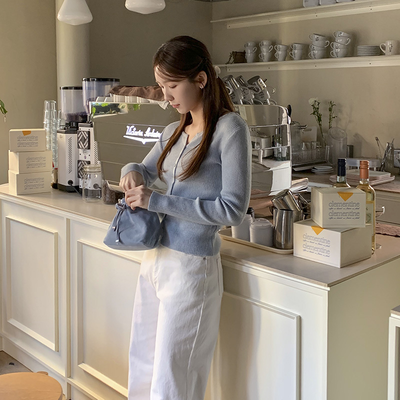 벤느 스탠다드 세미 크롭 골지 베이직 가디건 cd3315 - 상세 이미지 4
