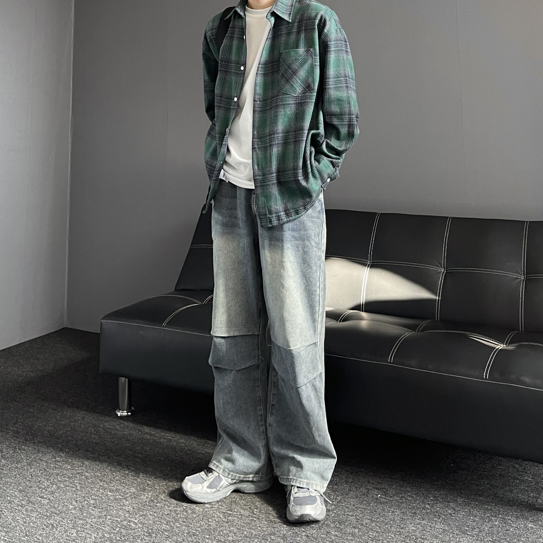 오버핏체크셔츠 남자체크남방 이미지 6