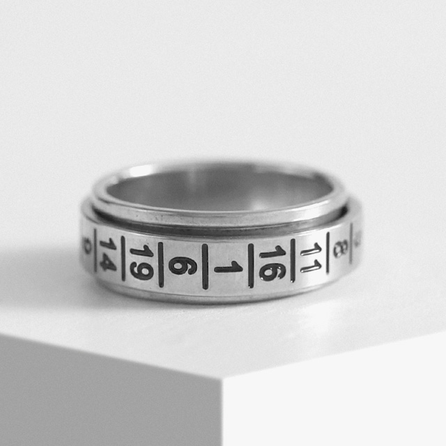 모던 베이직 1부터 20까지 숫자 음각 써지컬스틸 스핀 반지 - 메인 이미지