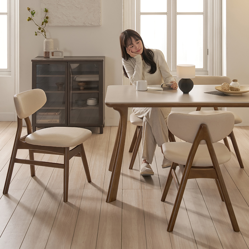 앤틀러스 6인용 원목 포세린 세라믹 식탁세트 식탁+의자4, 2000mm, 월넛