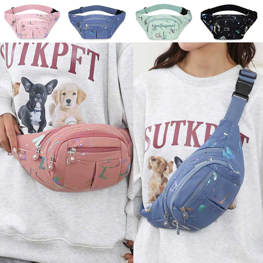 홀로그램 힙색 숄더백 외출 패션 지퍼 수납 방수 가방