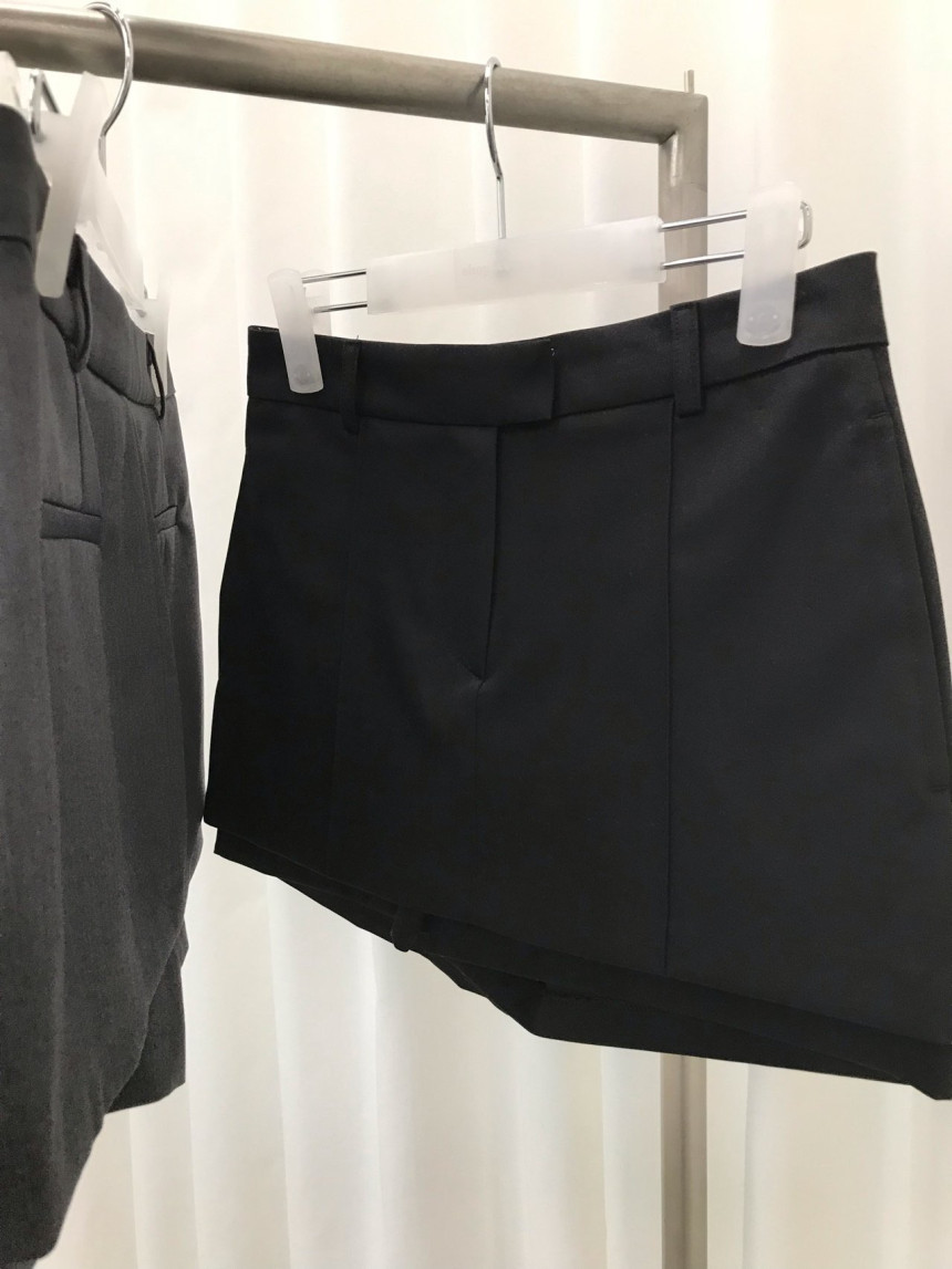 [블랙S당일] 위아 콜린 스커트 울 무지 레이어드 H라인 미니 치마 바지 2color 상세 이미지 18