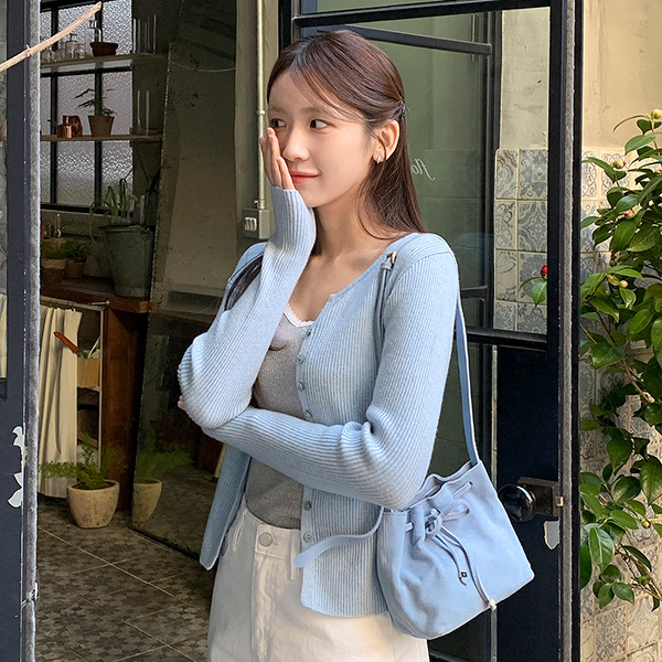 벤느 스탠다드 세미 크롭 골지 베이직 가디건 cd3315 - 메인 이미지
