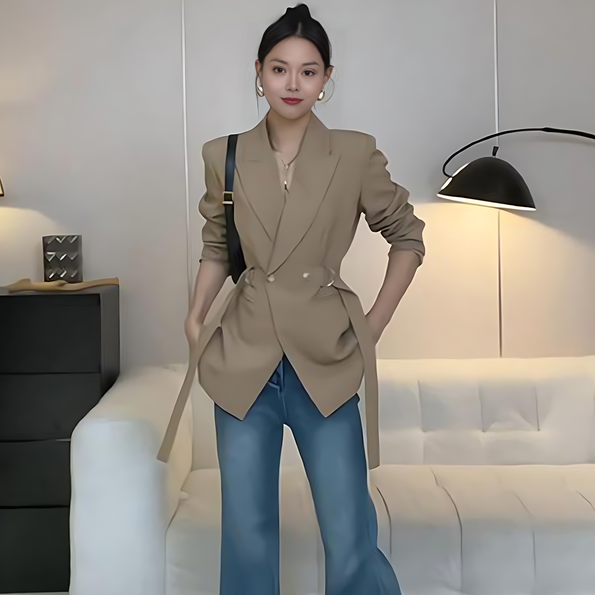 고급 여성 하객룩 허리벨트 자켓 날씬해보이는 출근룩 정장자켓 - 상세 이미지 2