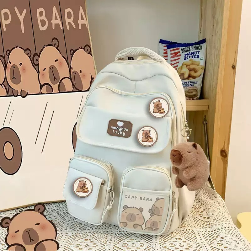 카피바라 가방 대용량 책가방 백팩 숄더백 선물 동물 배낭 학생 귀여운 캐릭터 - 상세 이미지 3