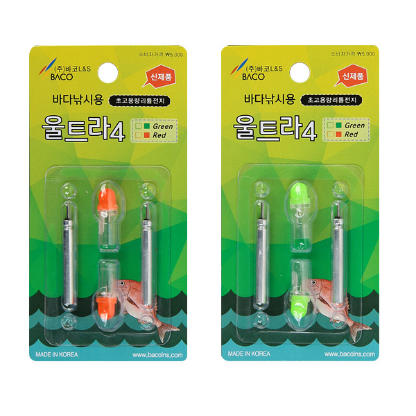 바코 435배터리포함 주야겸용 울트라4 전자케미 민물 바다낚시용 4mm 레드 그린 - 상세 이미지 5