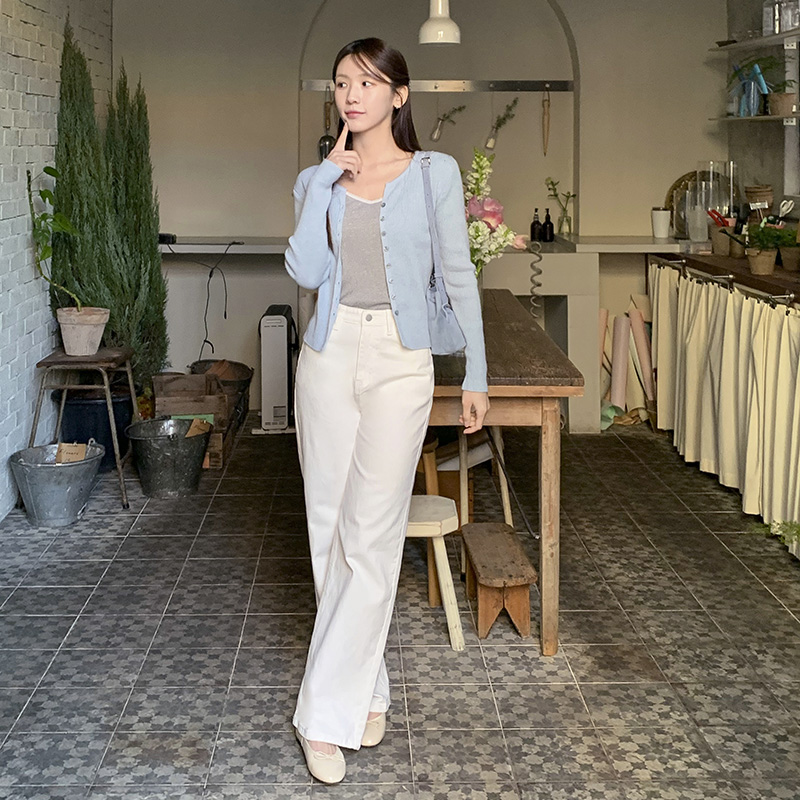 벤느 스탠다드 세미 크롭 골지 베이직 가디건 cd3315 - 상세 이미지 3