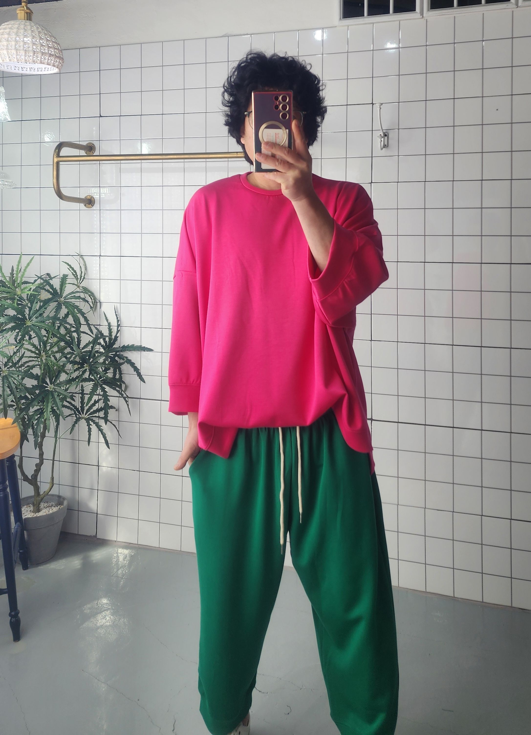 네오프렌 8부 오버핏 트레이닝 티셔츠 - 상세 이미지 2