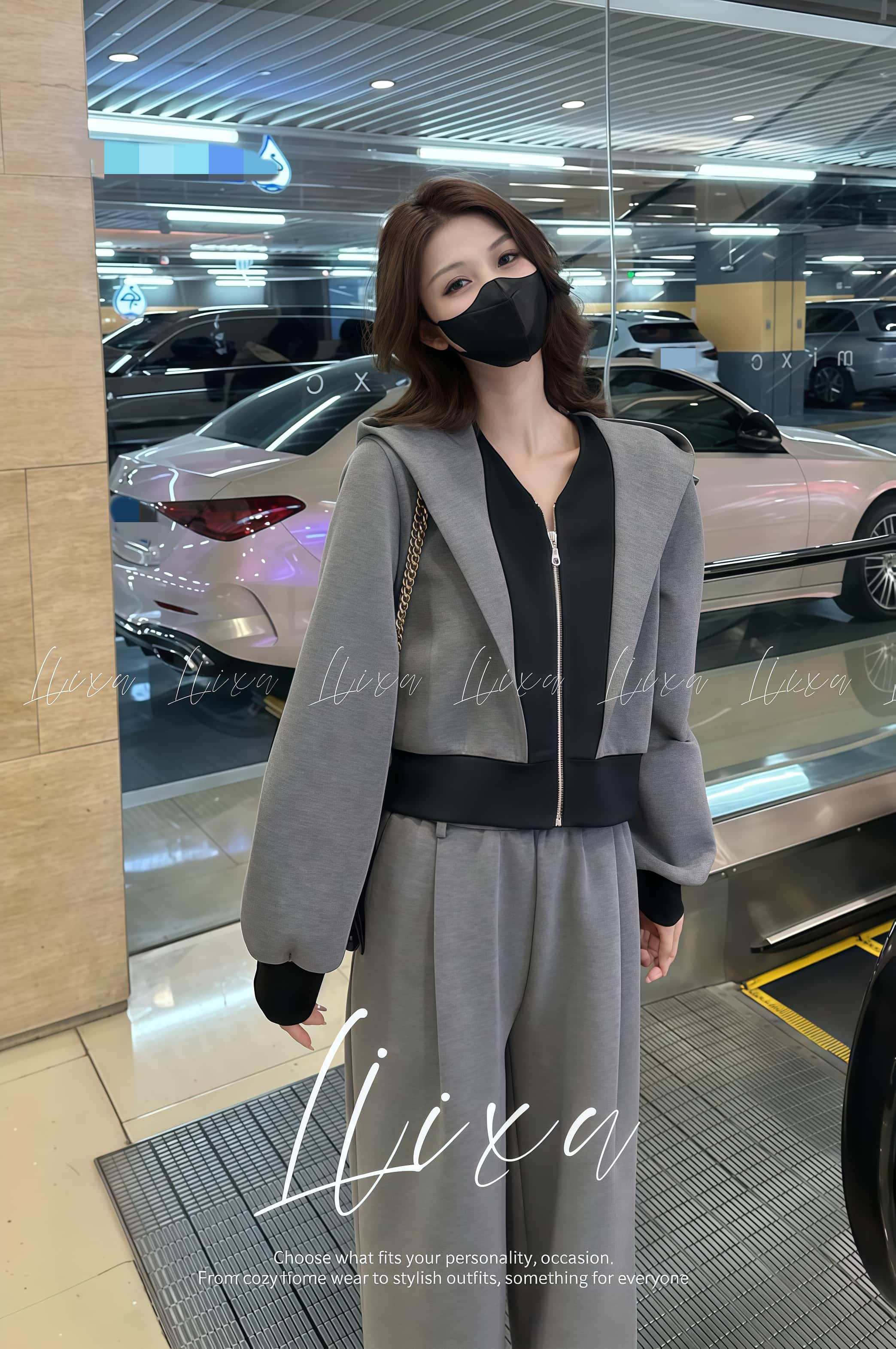 봄가을 여성트레이닝세트 캐주얼 루즈핏 와이드팬츠 운동복투피스 세트 - 상세 이미지 3