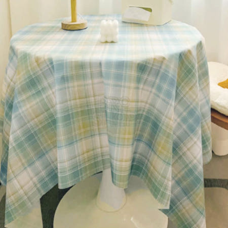 [JOGOONOEM]브로샵 옐로우그린 체크무늬 식탁보 식탁덮개 사각식탁보 협탁커버 협탁보 덮개