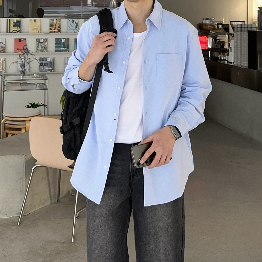 남자셔츠 오버핏 빅사이즈 옥스포드 남방 남자와이셔츠 - 상세 이미지 4