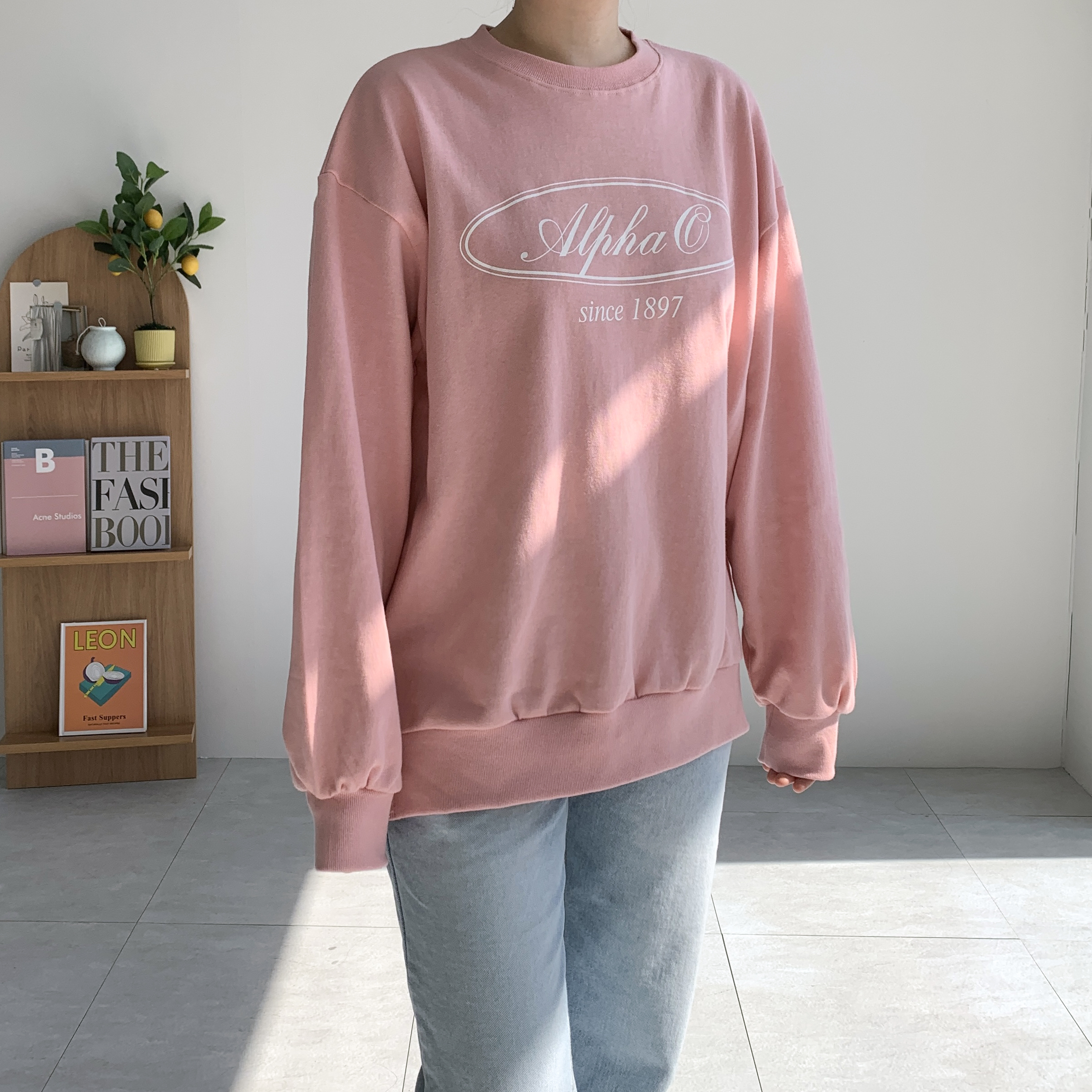 트임맨투맨 레터링맨투맨 핑크 봄맨투맨 - 상세 이미지 5